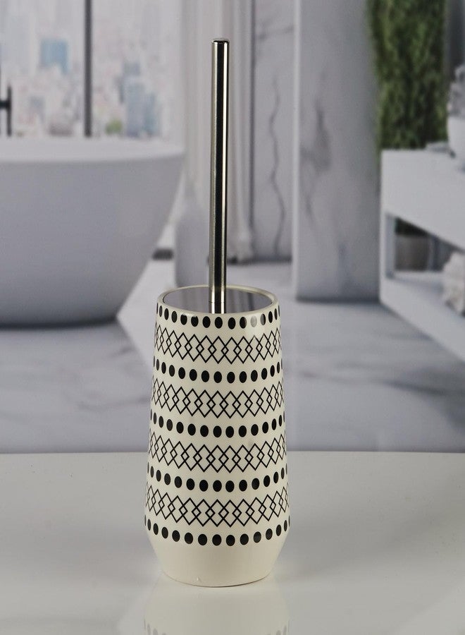 Kookee Ceramic Toilet Cleaner Brush with Holder Stand for Bathroom, Commode, Washroom, Toilet Cleaning Brush, White (11178) - Image 2